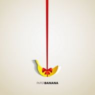 Paper banana cutout hanging on bow - vector illustration design