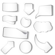 Set of white stickers and tags