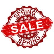 Spring sale red vintage stamp isolated on white background