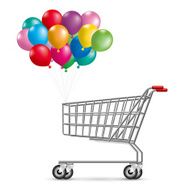 Shopping cart and balloons