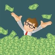 People Set - Business Businessmen on pile of money cash