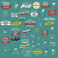 Collection of vintage retro labels badges and stamps N23