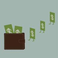 Dollar money and wallet Flat design style