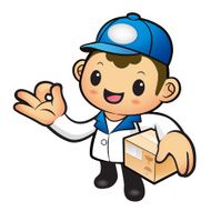 Blue Delivery Man Mascot the OK gesture