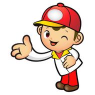 Red Delivery Man mascot Suggests the direction Product and Dist N2