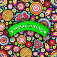 Hello Spring cheer up motivational background Offer tag