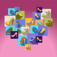 Flat icons set of fashion Women Shoes -Illustration