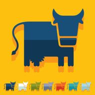 Flat design cow livestock farm N4