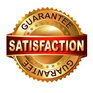 Satisfaction golden label with ribbon