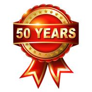 50 years anniversary golden label with ribbon N2
