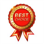 Best choice red label with ribbons