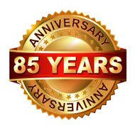 85 years anniversary golden label with ribbon N2