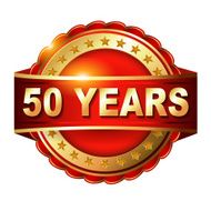 50 years anniversary golden label with ribbon N3