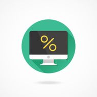 Vector Computer Display and Percent Sign Icon