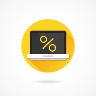 Vector Laptop and Percent Sign Icon