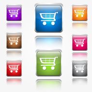Shopping Cart Round Corner Vector Web Icon Button Set