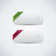 White buttons with hot label in upper corner