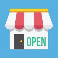 Vector Shop Building with Open Sign Icon N2