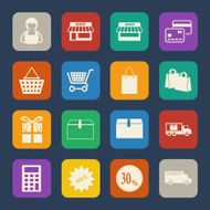 Shopping mall and delivery icons set N3