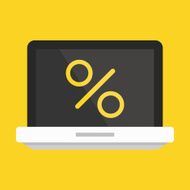 Vector Laptop and Percent Sign Icon N2