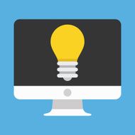 Vector Computer Display and Light Bulb Icon
