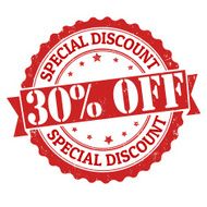 Special discount 30 off stamp