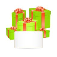 Vector gift boxes with red bow ribbon