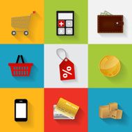 Shopping Flat Icons Set Vector Illustration N2