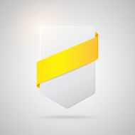 Vector paper badge with yellow silk ribbon