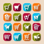 shopping basket long shadows icons