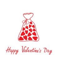 Love bag with hearts inside Happy Valentines Day card N2