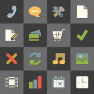 Online shopping website iconset color flat