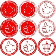 vector red price tags labels stickers hand trolley