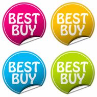 BEST BUY round stickers set on white background