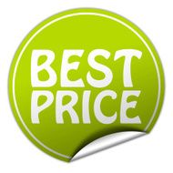 Best price round green sticker on white background
