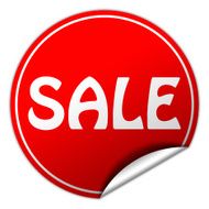 sale round red sticker on white background
