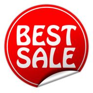 Best sale round red sticker on white background