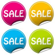 sale round stickers set on white background
