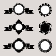 Empty vintage badges in black and white