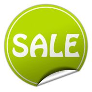sale round green sticker on white background