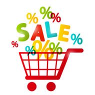 Shopping cart with percent symbols N2