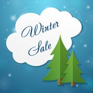 Paper applique fir-tree and winter sale cloud