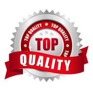 Red top quality badge with ribbon