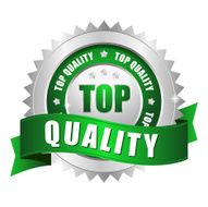 Green top quality badge with ribbon