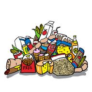 Composition with food products isolated on white
