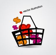 Basket and multicolored percent signs