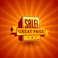 Red 3D vector text of sale discount price offer N42