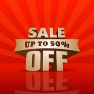 Red 3D vector text of sale discount price offer N44