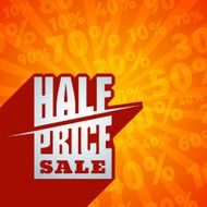 Red 3D vector text of sale discount price offer N45