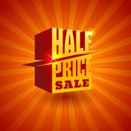 Red 3D vector text of sale discount price offer N51
